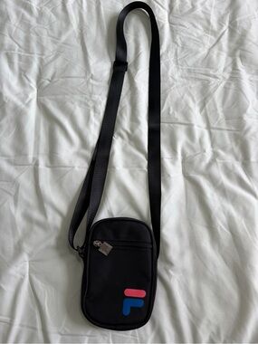 Fila Black Compact Crossbody Pouch with Pink & Blue Logo